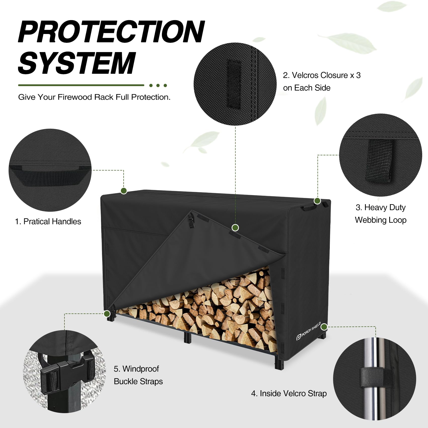 Porch Shield quick-grab door opened for easy access to top logs