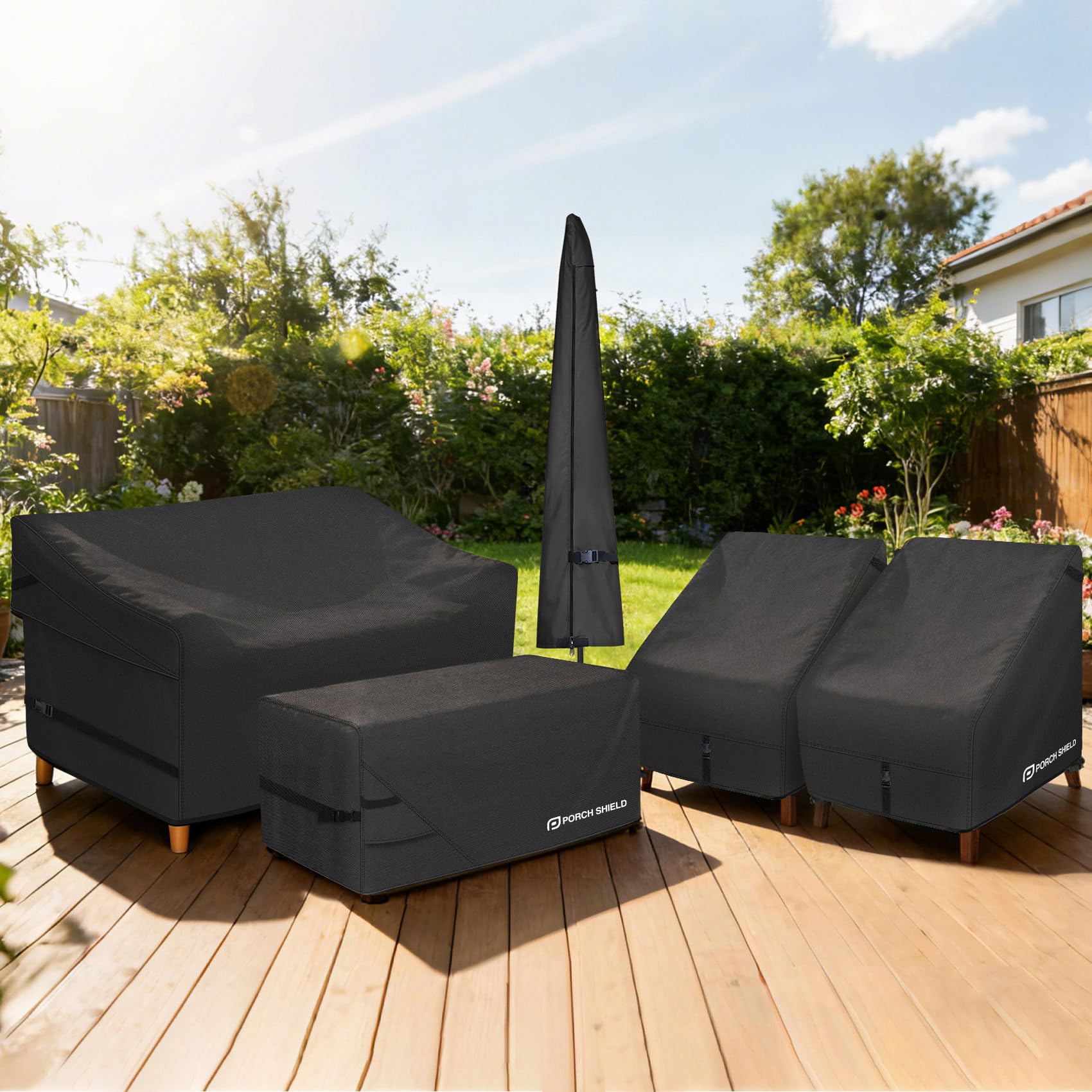 Porch Shield cover next to ruler for size comparison to confirm fit benefit