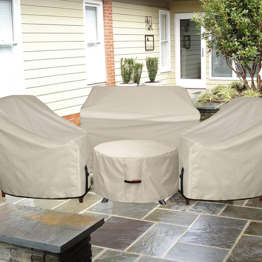Porch Shield cover on a 40 inch fire bowl showing correct size and scale