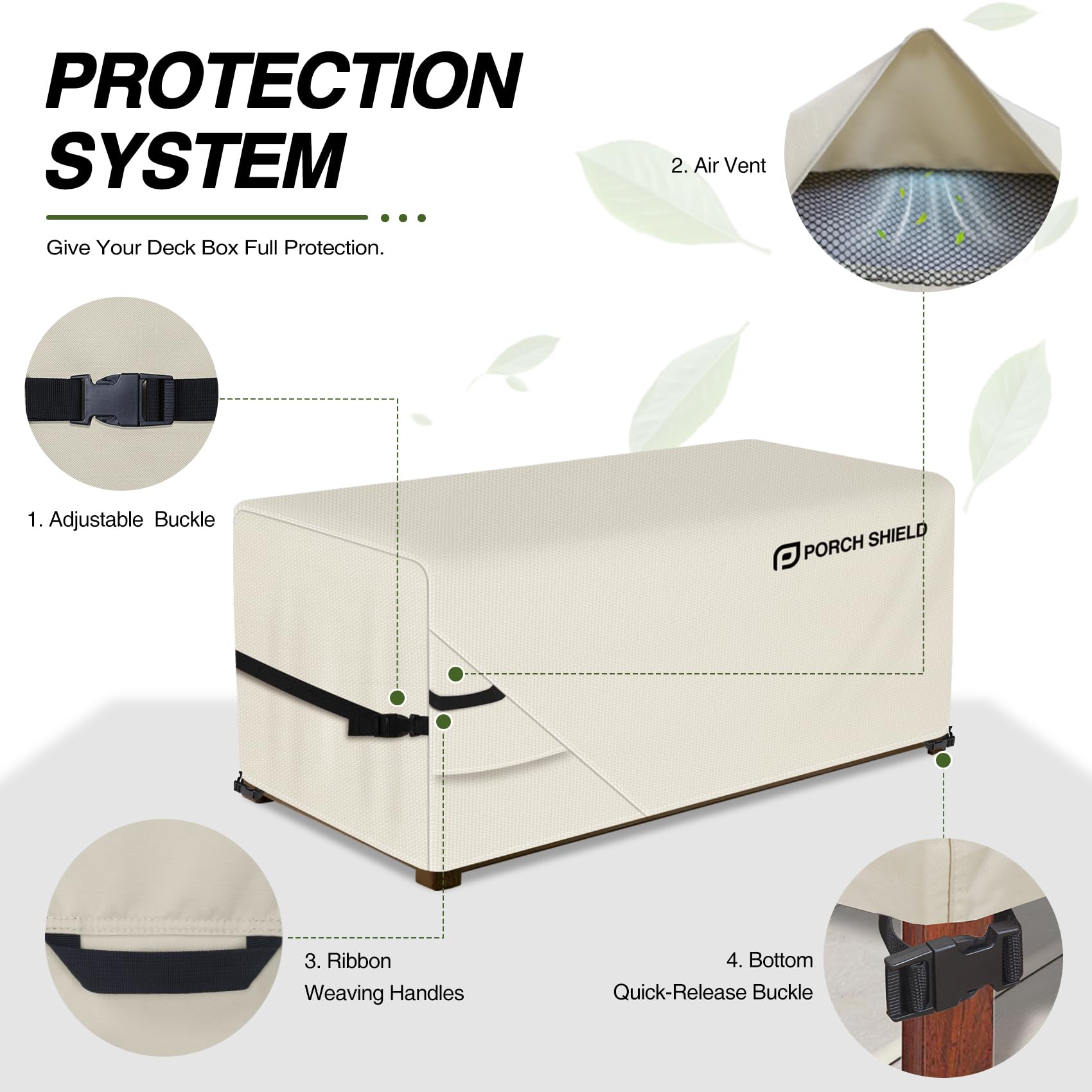 Porch Shield taped seams and double stitching for stronger waterproof protection