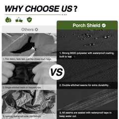 Porch Shield seam stitching detail demonstrating waterproof sealing