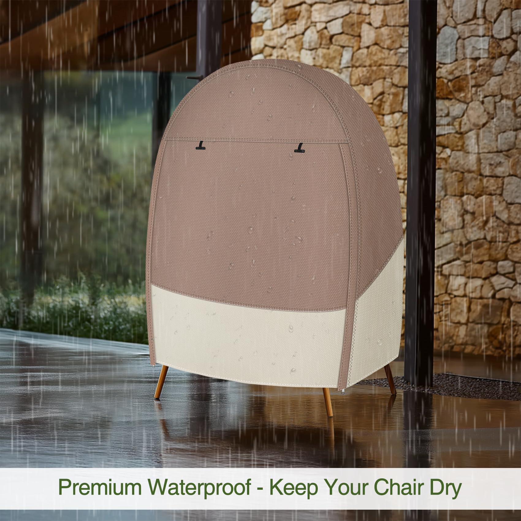 Porch Shield next to measuring tape showing fit for 42x36x56 inch chairs