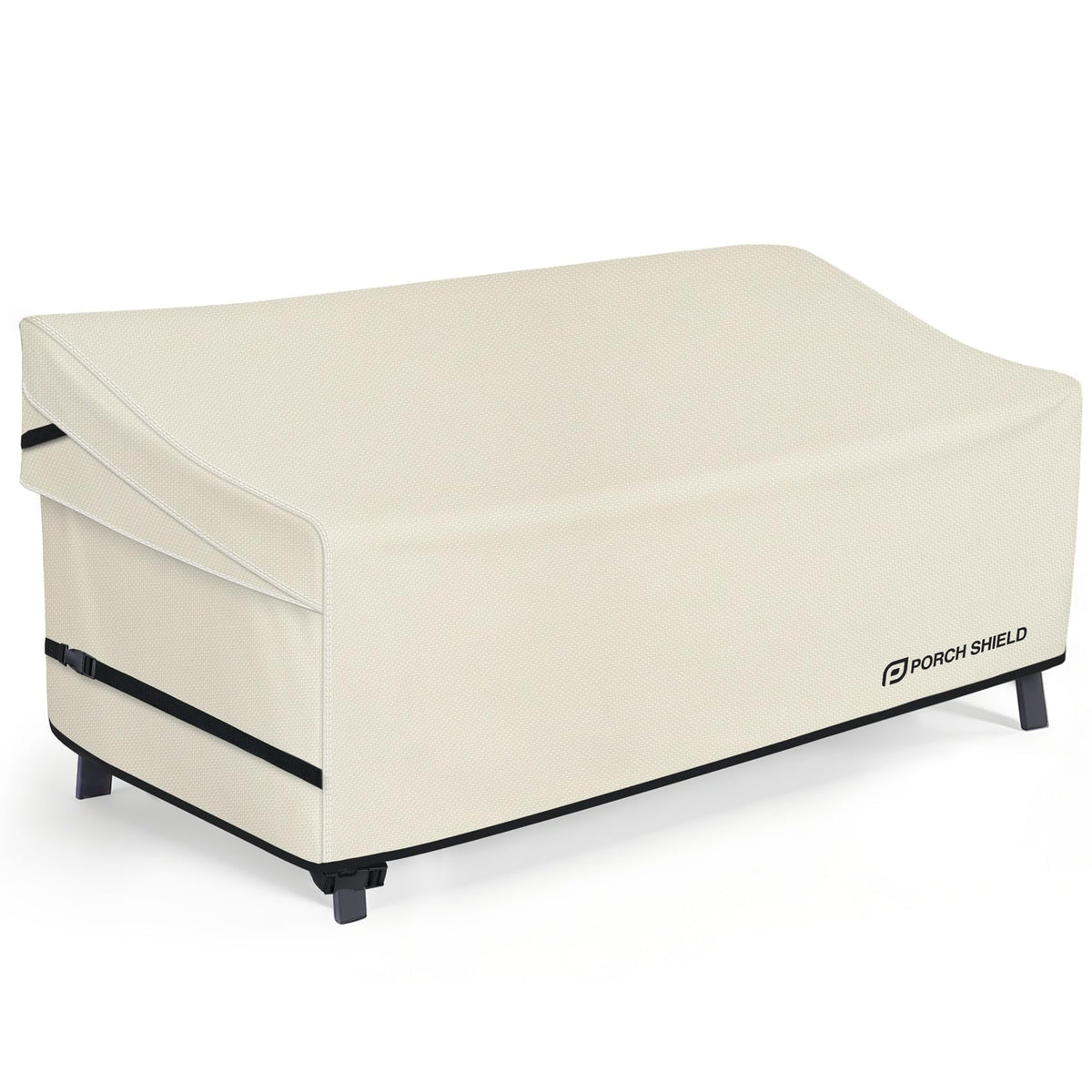 Porch Shield front view showing full coverage and clean beige finish