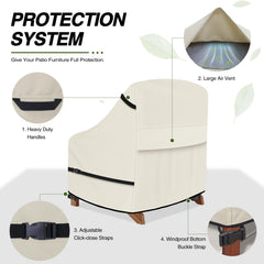 Porch Shield adjustable straps and buckles securing cover against wind