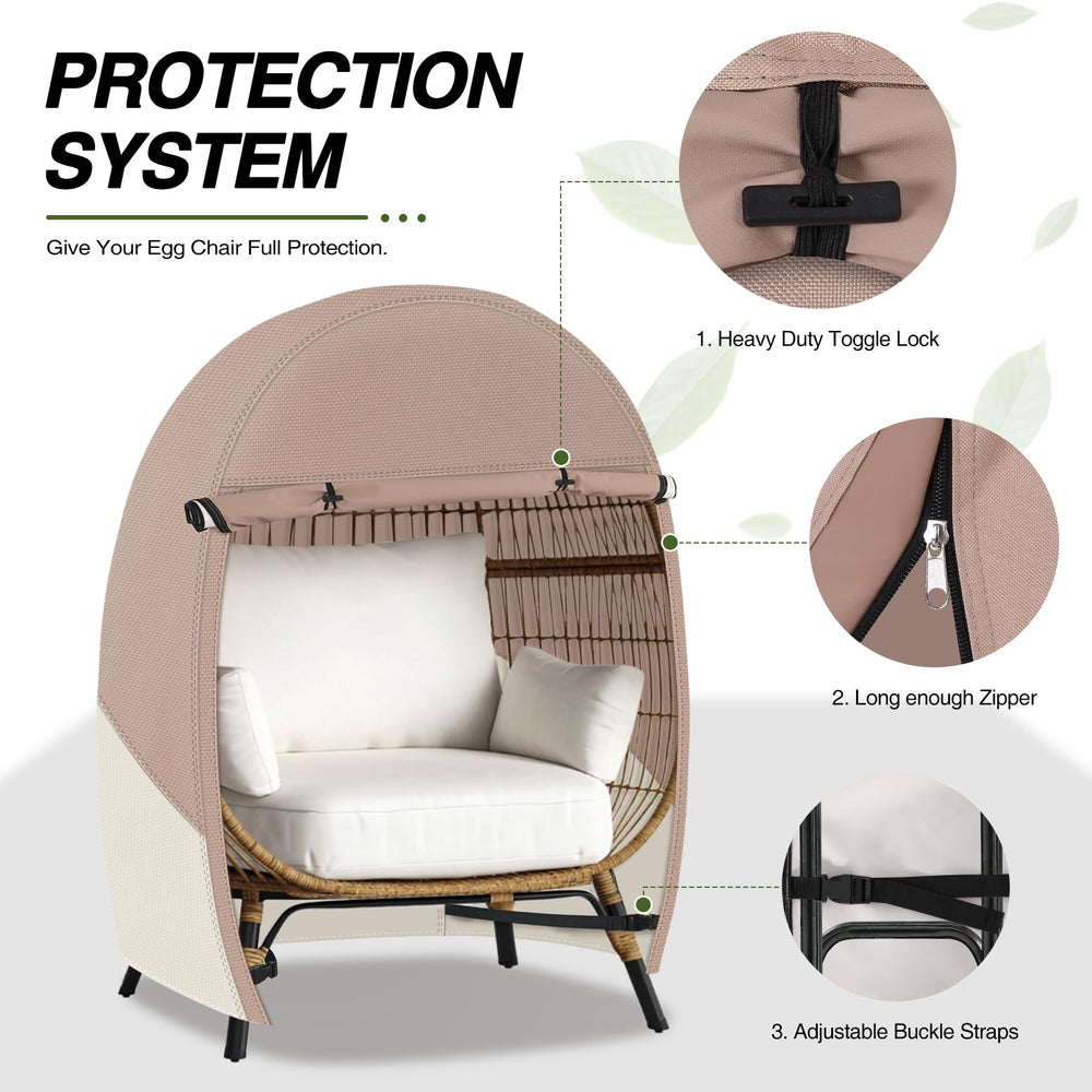 Porch Shield interior straps and buckle securing cover against wind