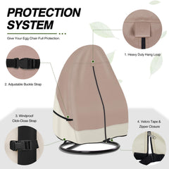 Porch Shield adjustable straps attached to chair stand to prevent cover movement