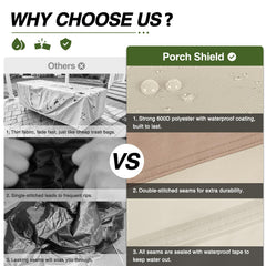 Porch Shield covering table and chairs showing complete outdoor protection