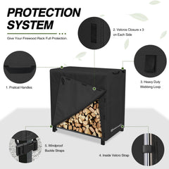 Porch Shield velcro and buckle fastening securing cover to rack for wind resistance