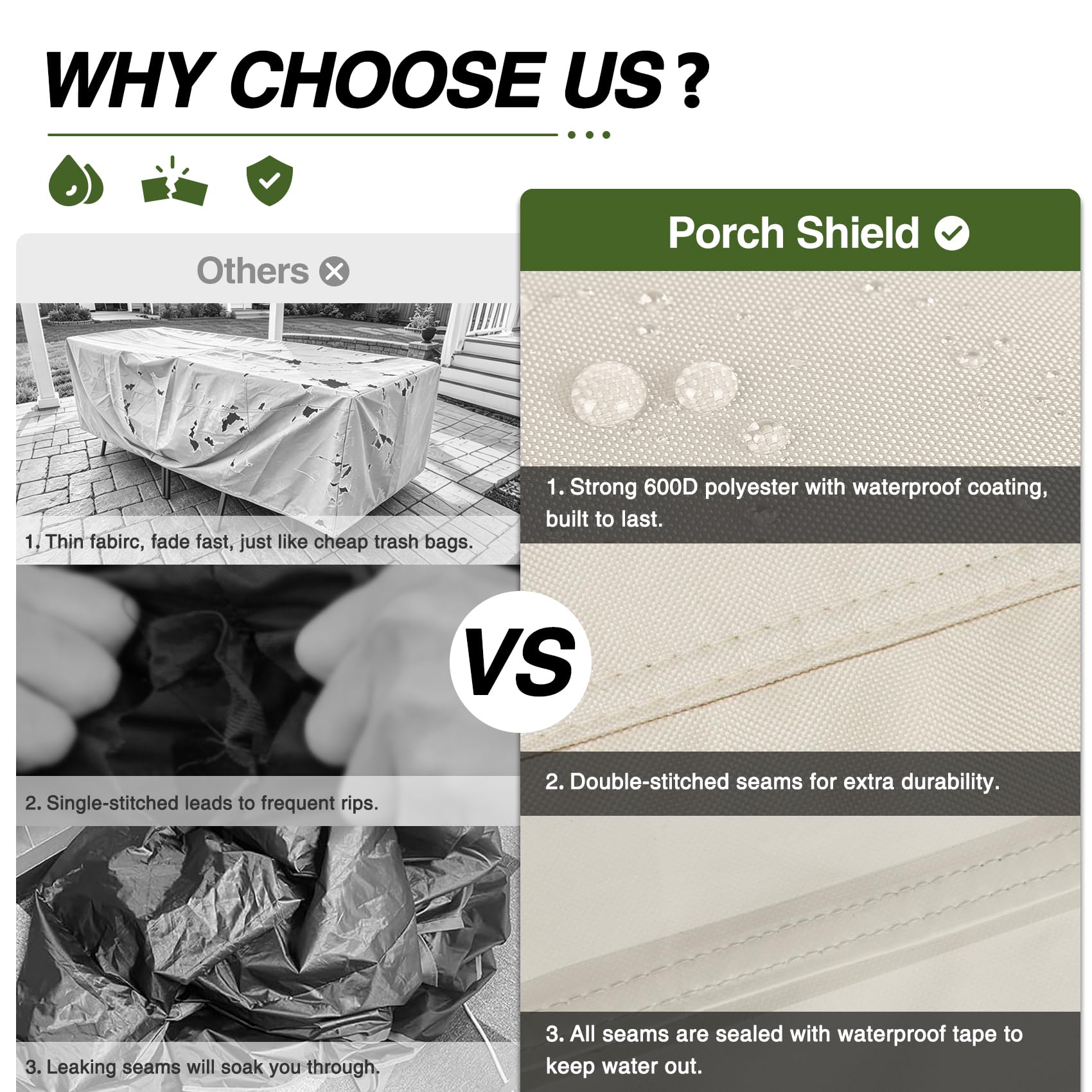 Porch Shield vent detail reducing condensation under cover for furniture preservation