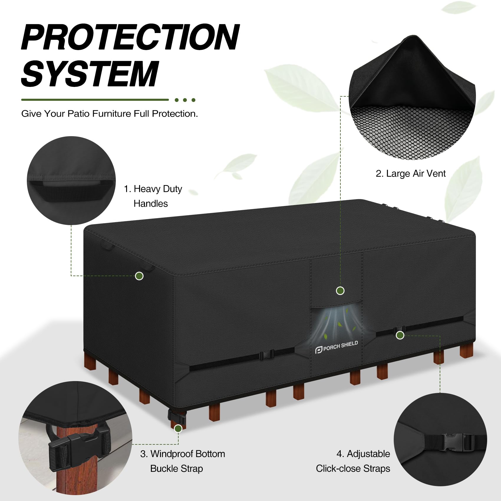 Porch Shield large air vents detail to reduce condensation and improve airflow