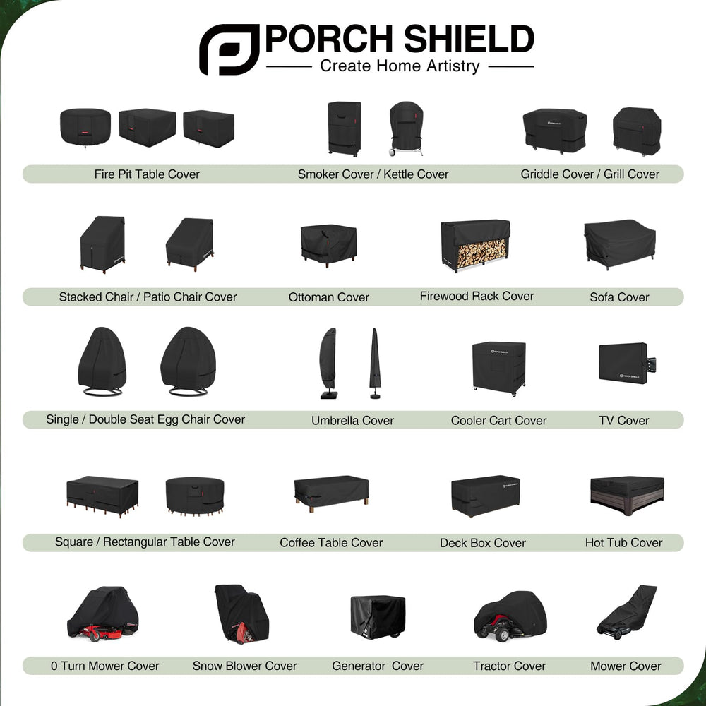 Porch Shield covered fire pit in snow protecting metal from moisture
