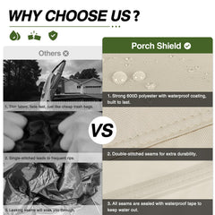Porch Shield zipper and interior pouch with pole stored for easy use