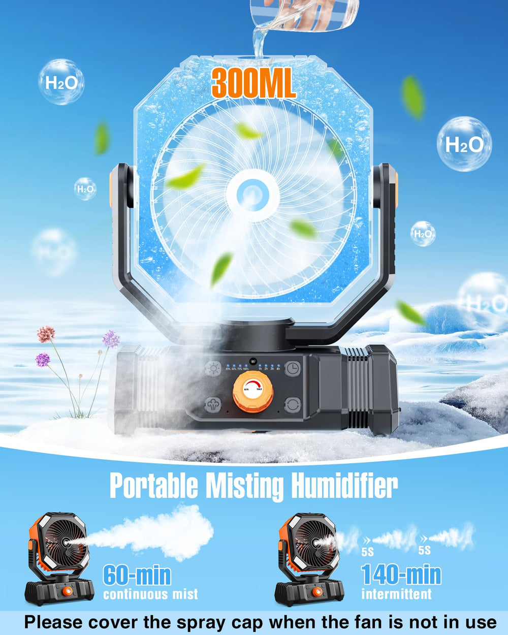 Porikg mist closeup demonstrating fine nano-mist cooling benefit
