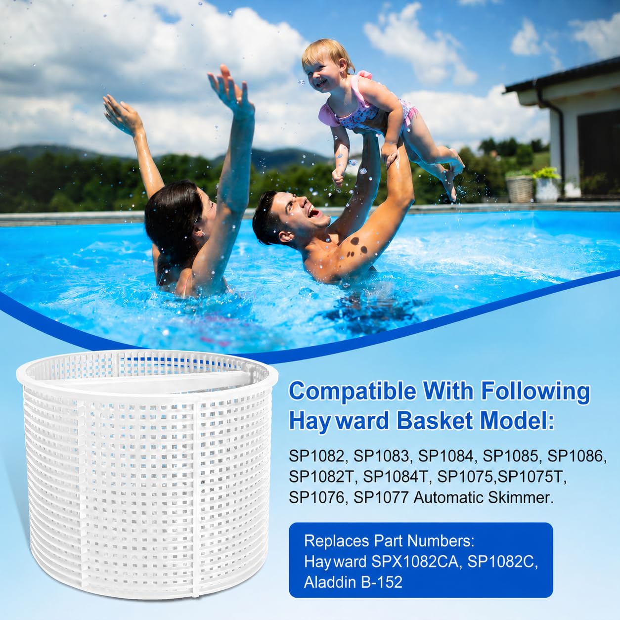 Porscan basket poolside lifestyle showing quick cleanup convenience benefit
