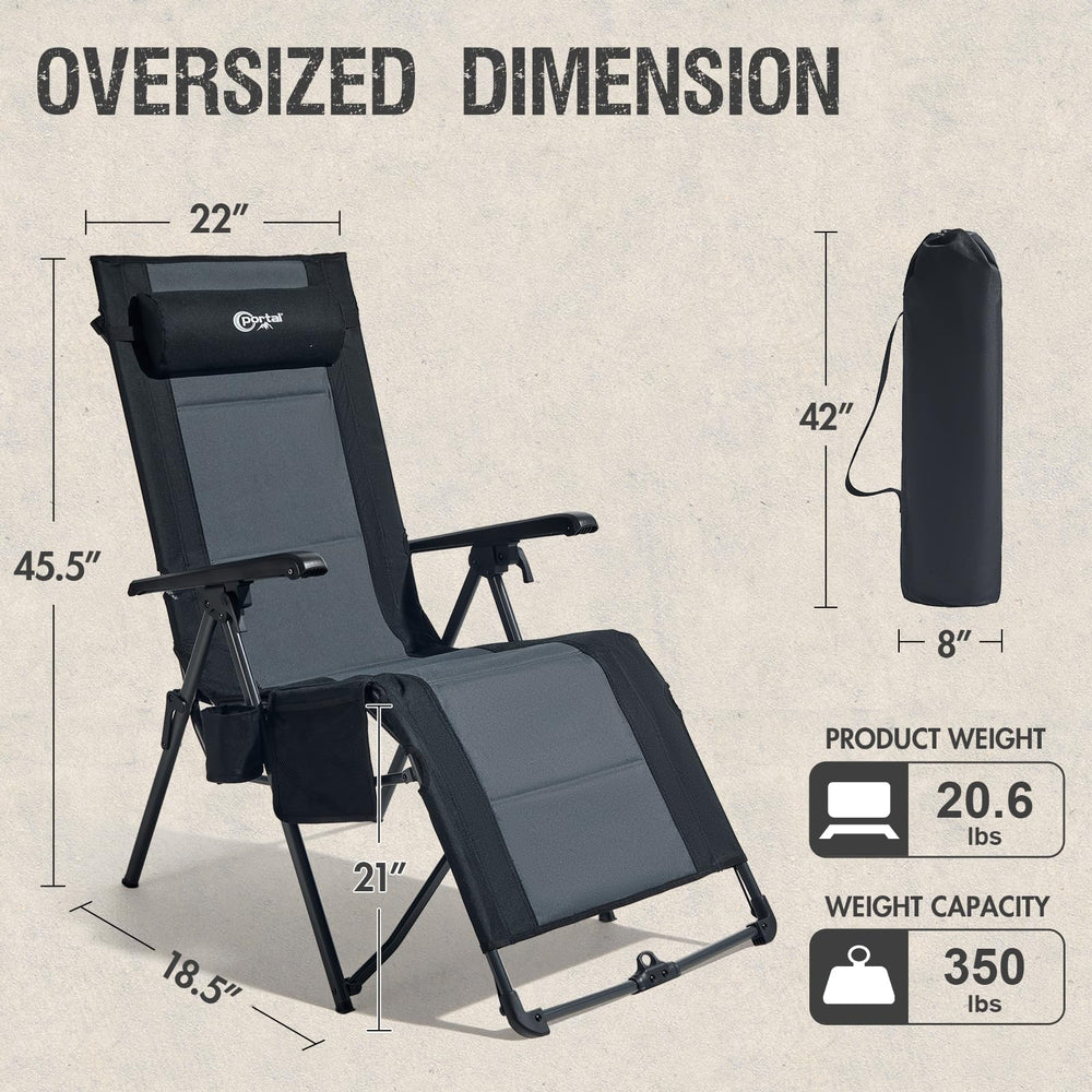 Portal adjustable headrest detail showing customizable neck support benefit