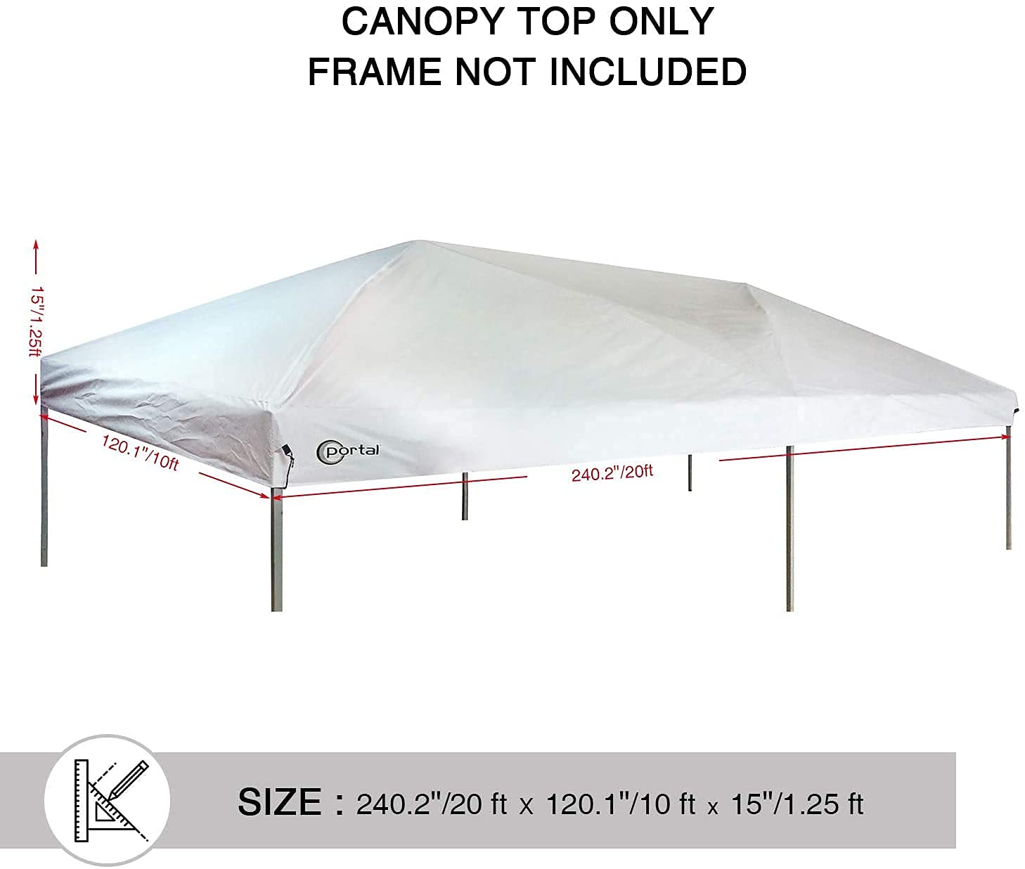 Portal canopy fabric closeup showing polyester texture and waterproof coating