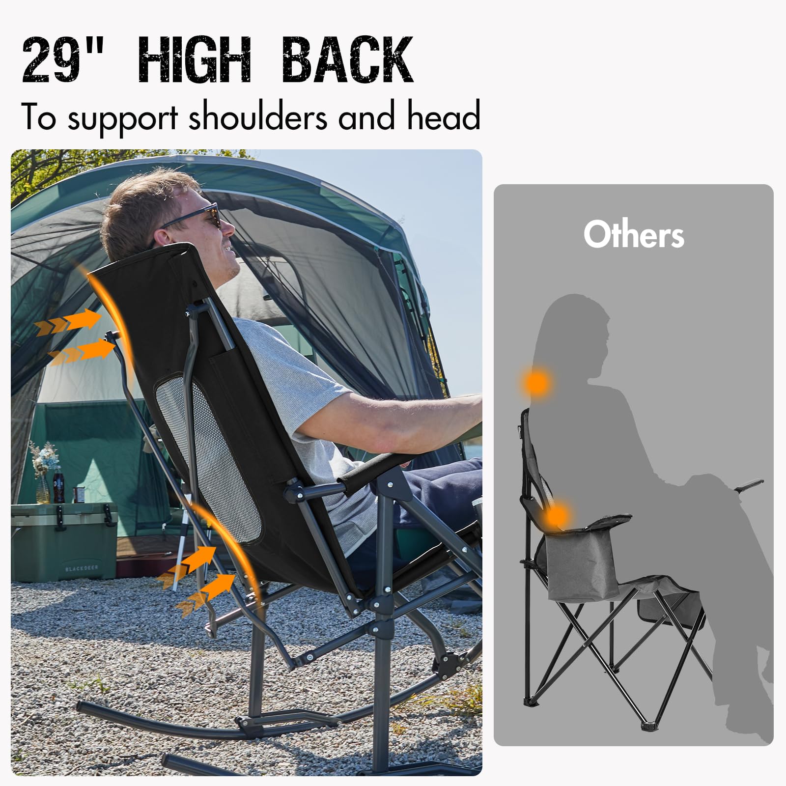 Portal chair folded inside carry bag showing compact portability benefit