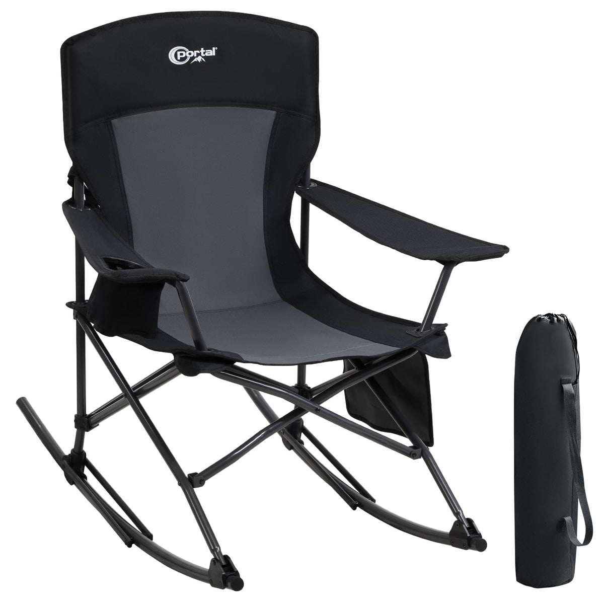 Portal front view showing seat and stable stance for comfortable outdoor sitting