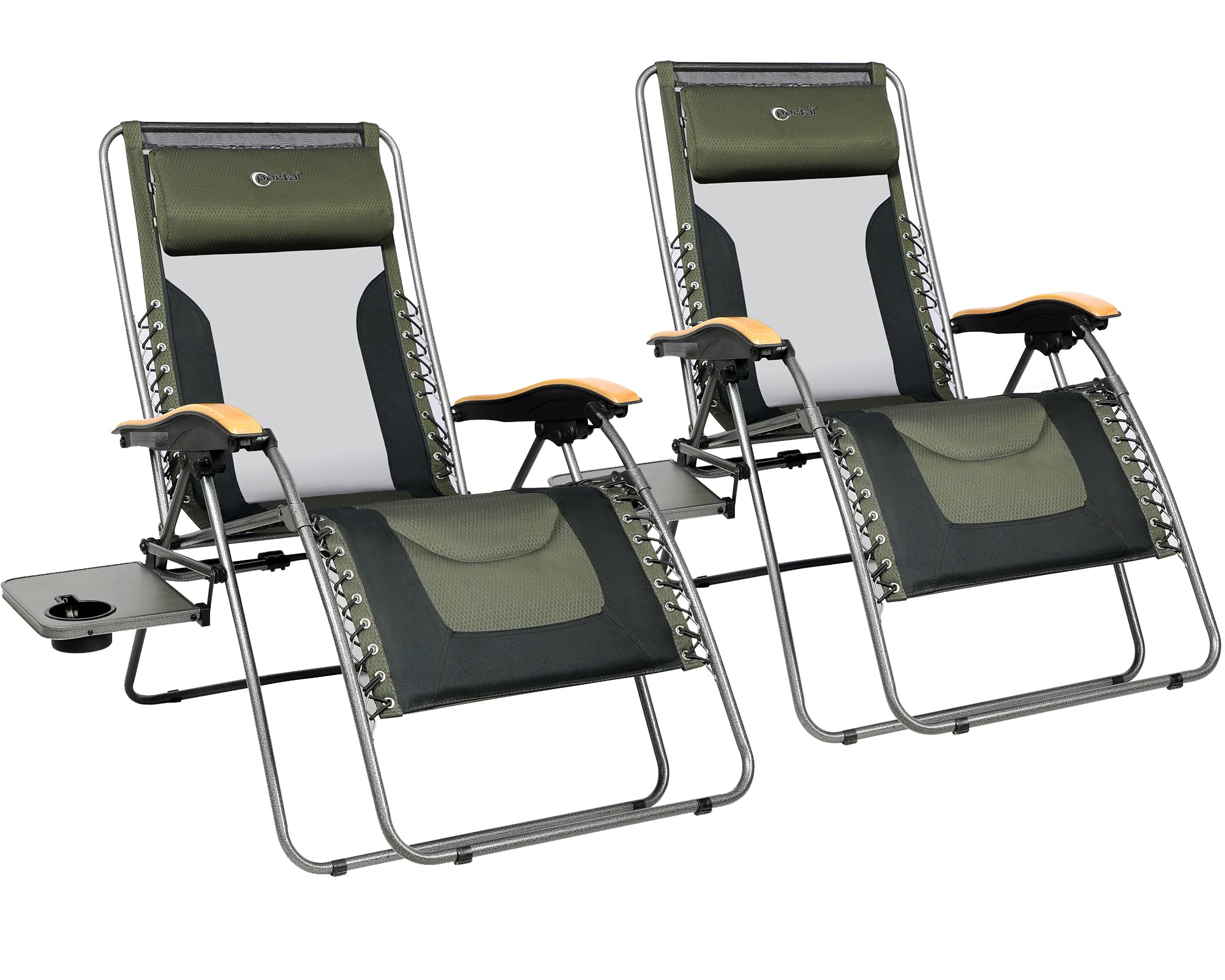 Portal front view showing oversized padded seat and open recline for comfort