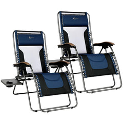 Portal front view of two blue oversized mesh chairs showing comfort