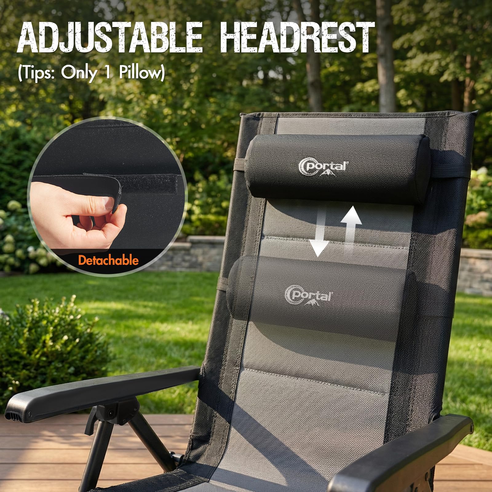 Portal lifestyle poolside setup showing relaxing outdoor lounging benefit