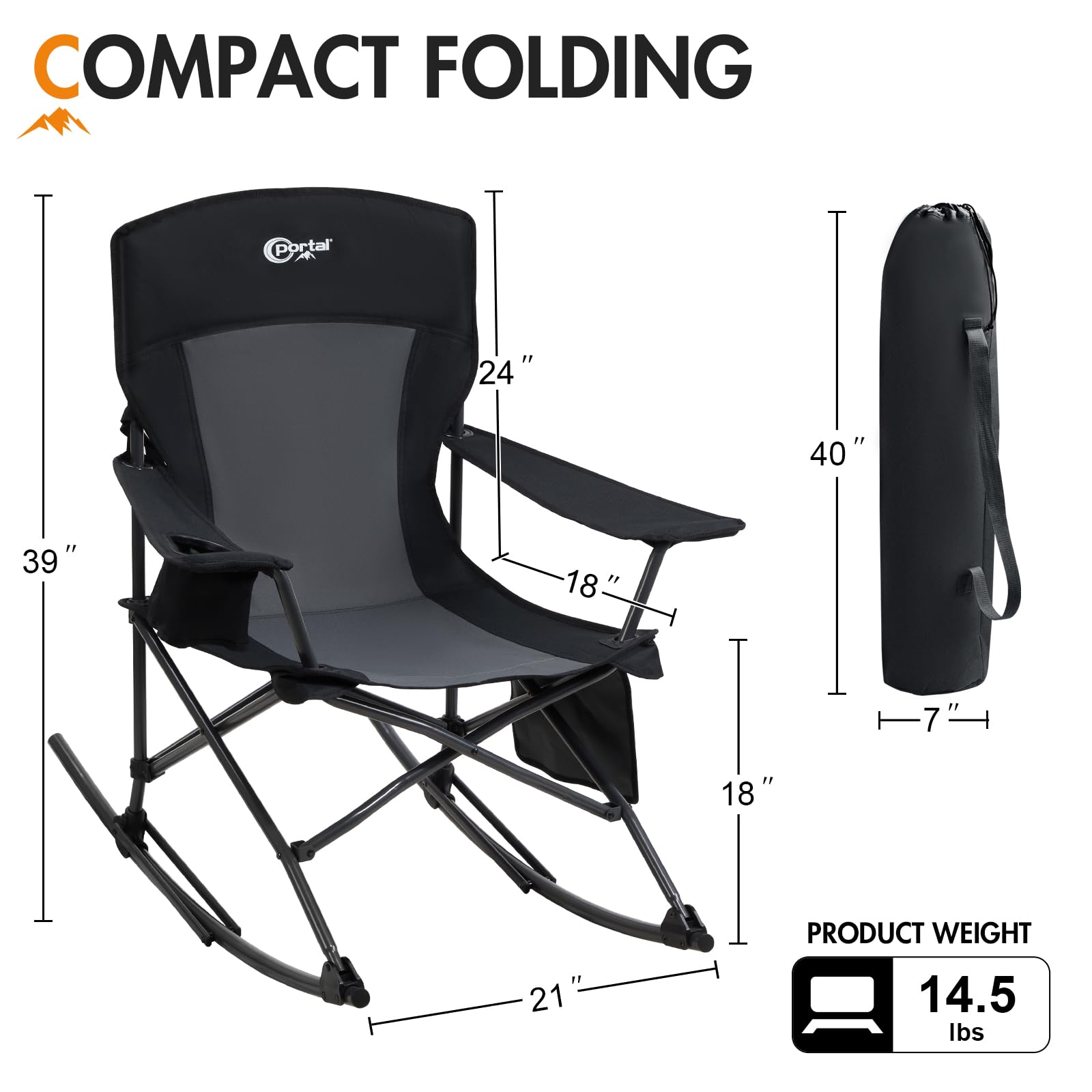 Portal in campsite setting highlighting portable rocking comfort outdoors