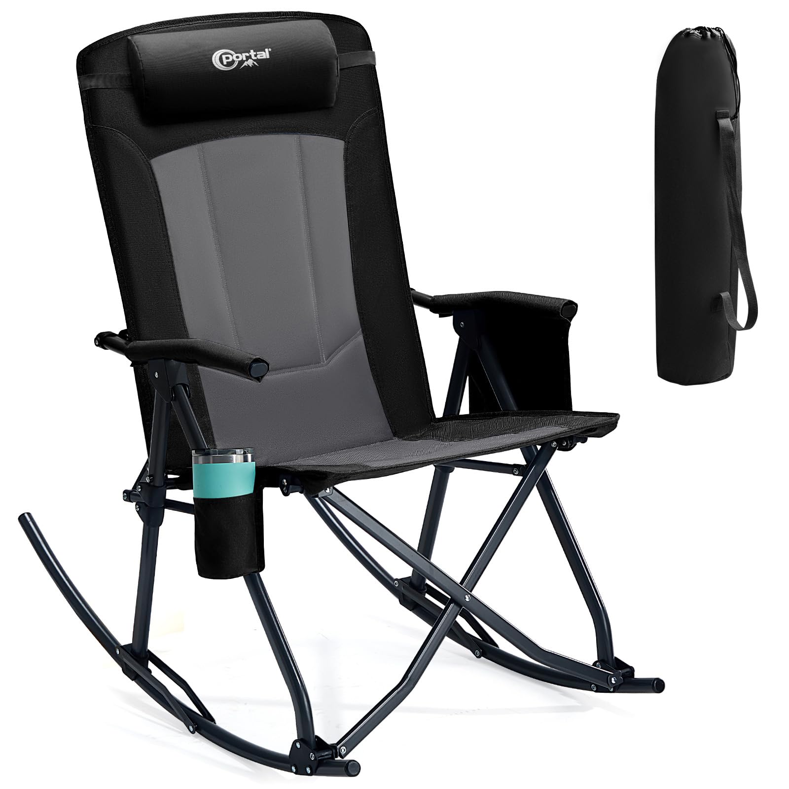 Portal oversized rocking chair front view showing sturdy frame and roomy seat for comfort