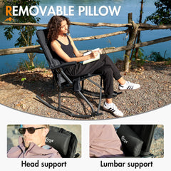 Portal 29-inch padded back closeup providing shoulder and head support for longer use