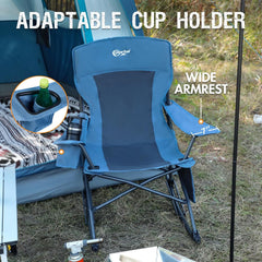 Portal rocker in use at campsite demonstrating stable outdoor relaxation