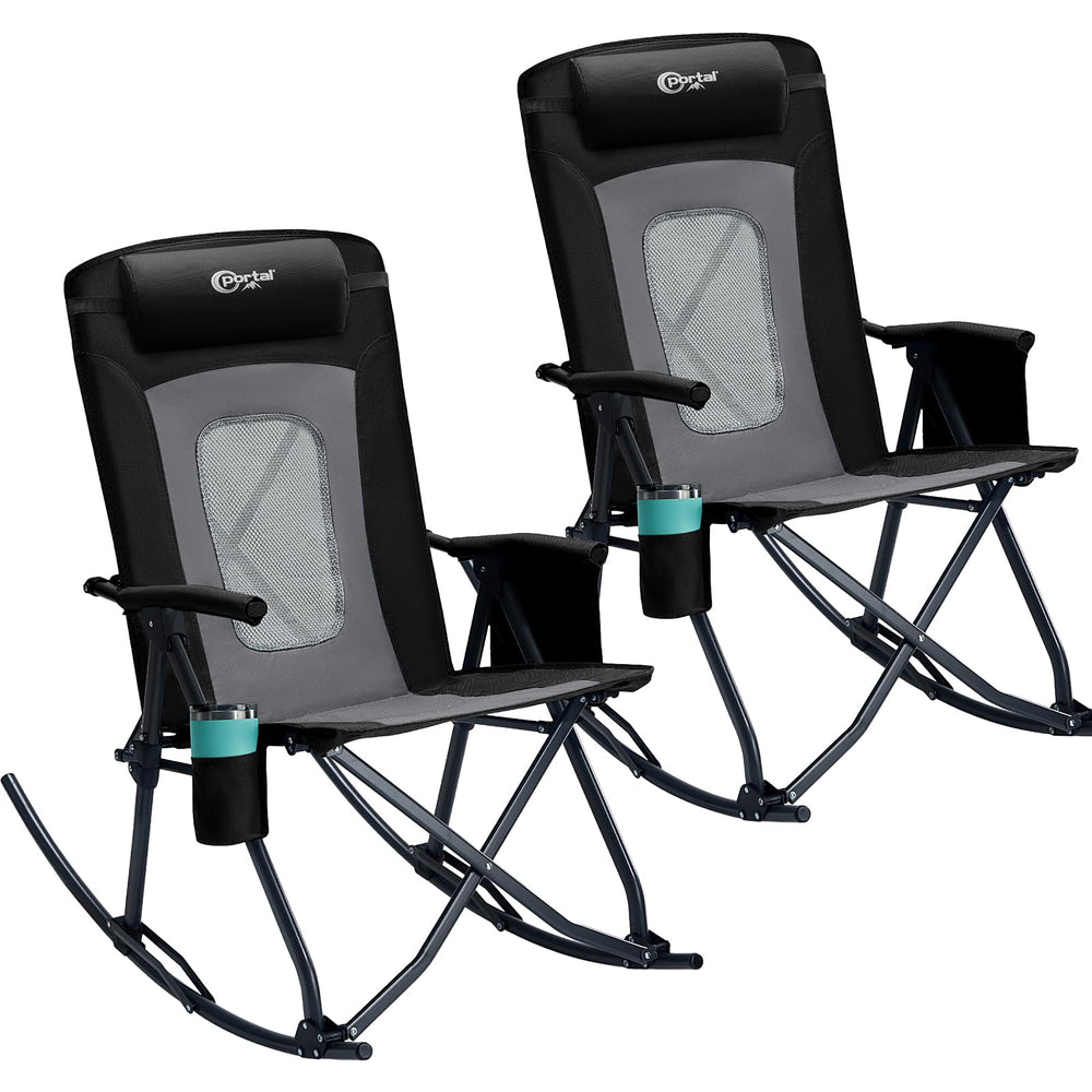 Portal front view of oversized rocking chair showing roomy seat and stable base benefit