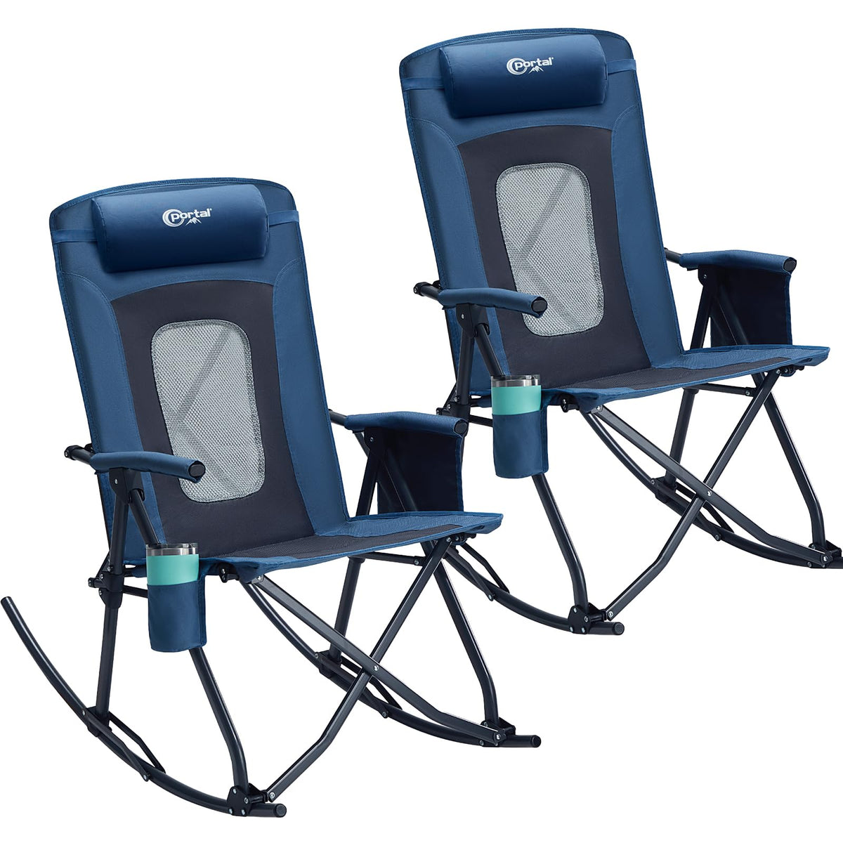 Portal front view of oversized rocking chair showing roomy seat and stability benefit