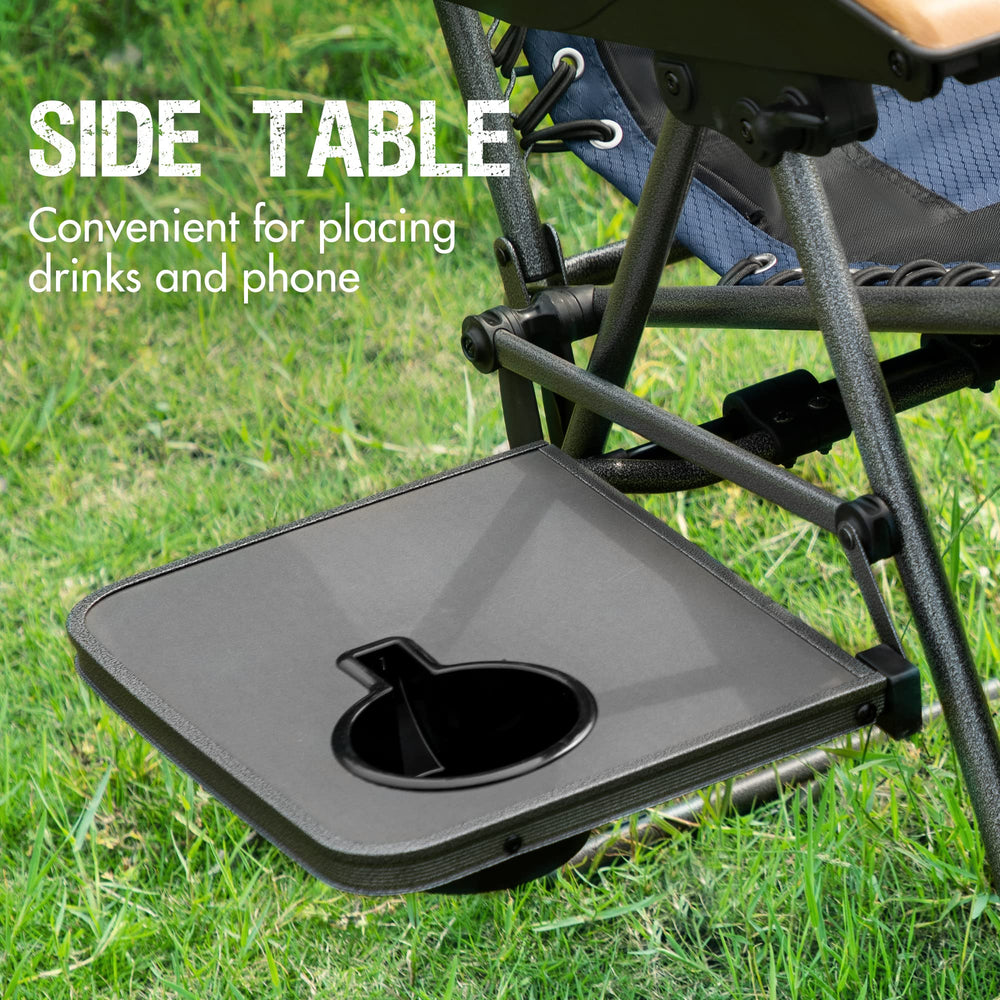 Portal chair next to person highlighting size and 350 lb weight support