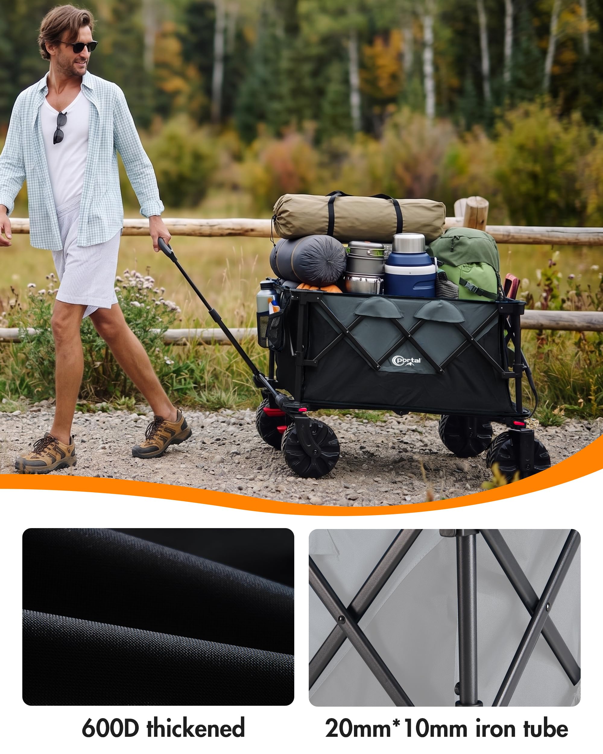 PORTAL wagon folded compact profile for easy storage and travel