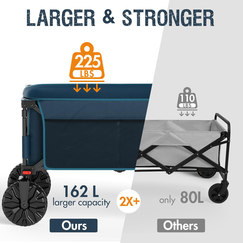 Portal wagon folded compact in car trunk for easy transport and storage
