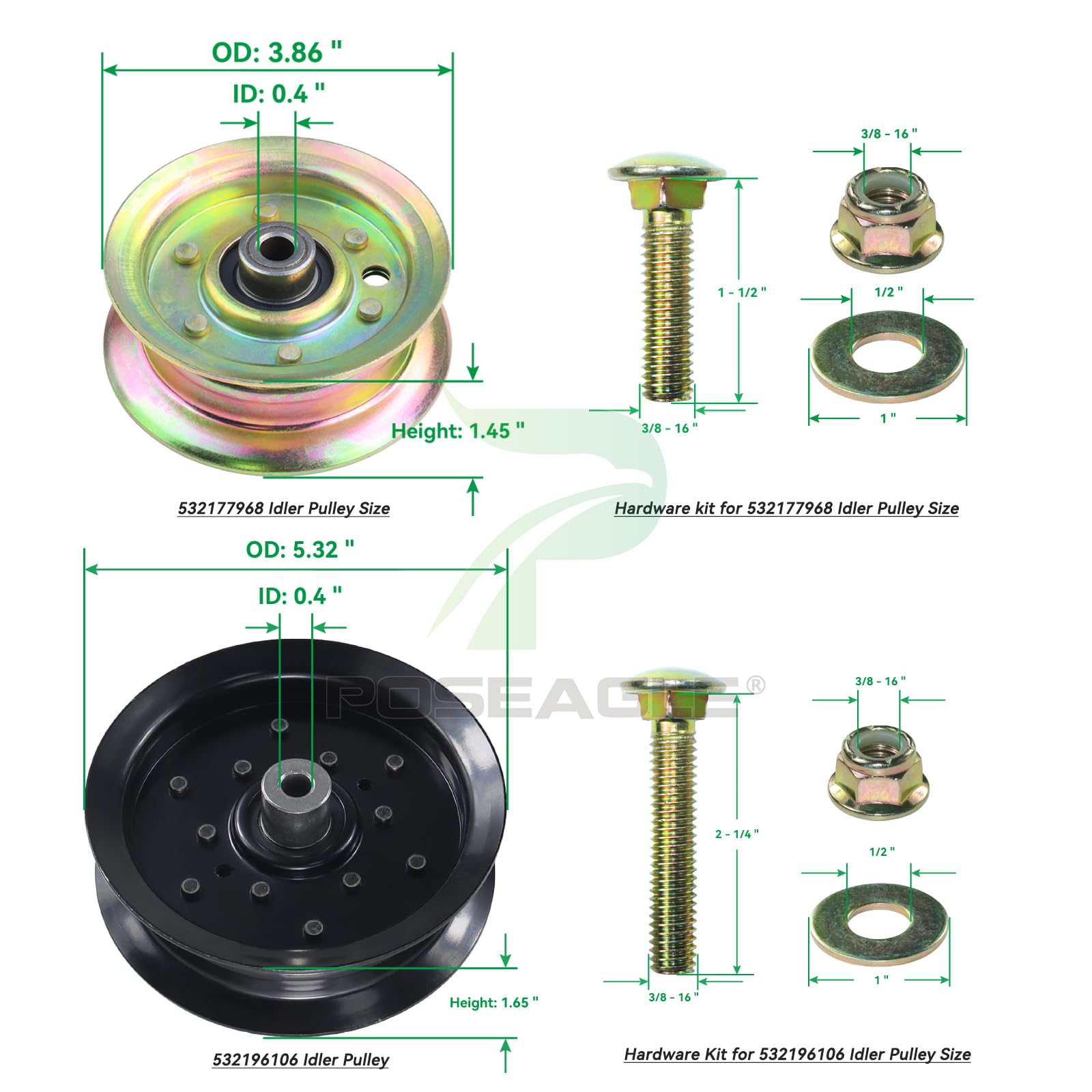 POSEAGLE full-length 101-inch belt for reliable 42-inch deck drive