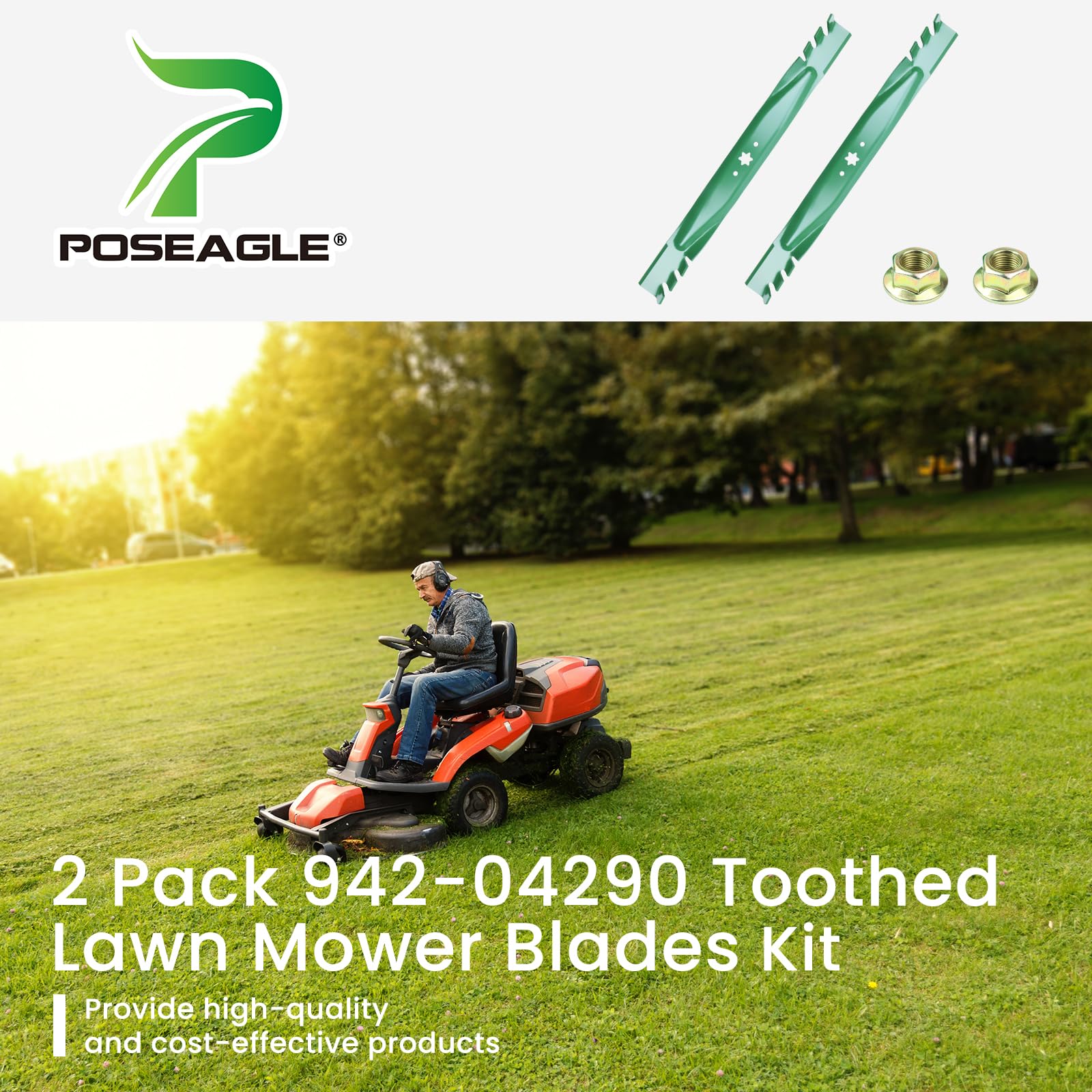 POSEAGLE close-up of blade cutting edge showing sharp gator teeth for cleaner cuts