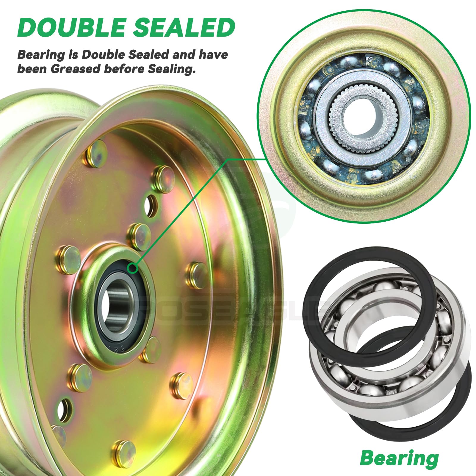 POSEAGLE new pulley next to worn pulley showing restored performance