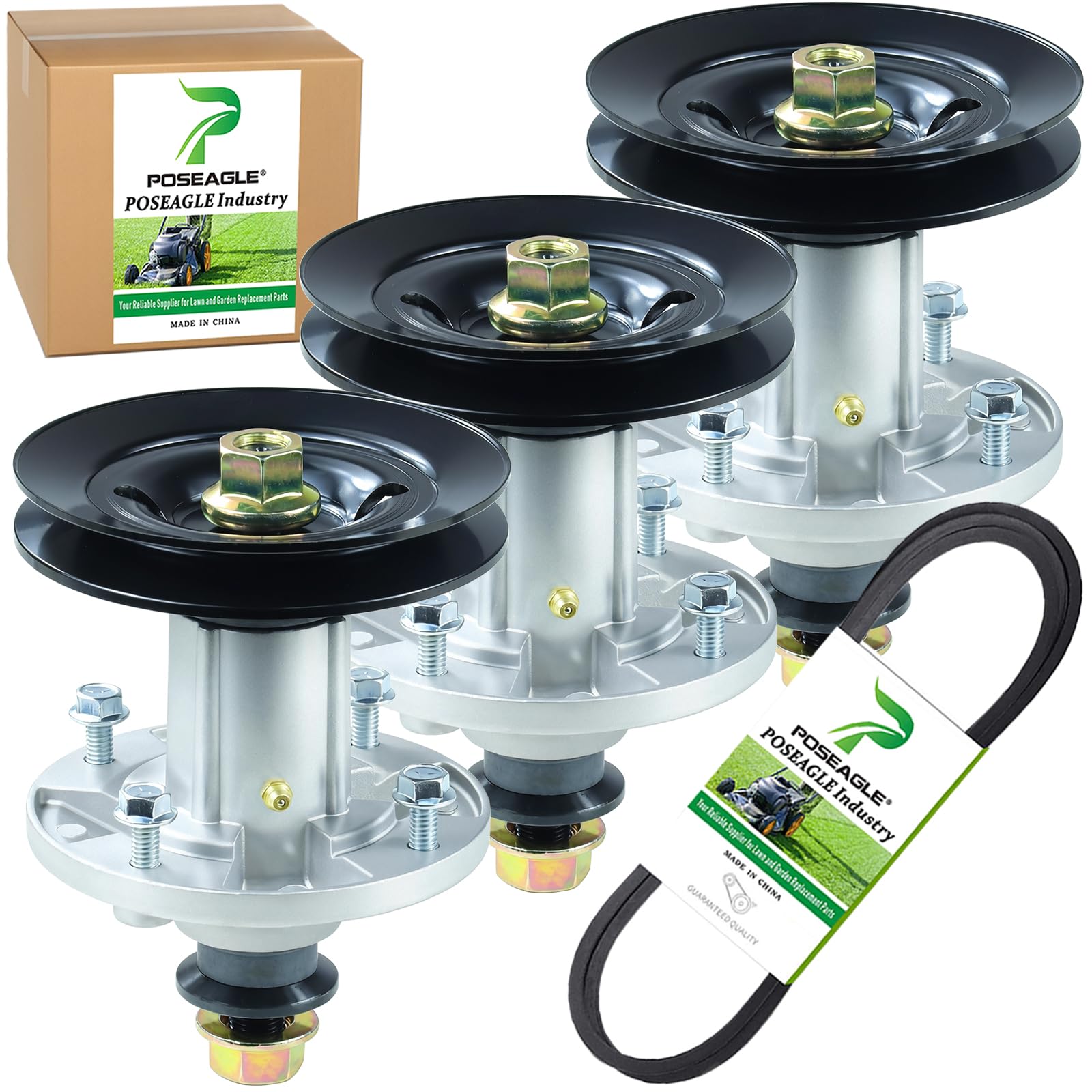POSEAGLE front view of 3-piece spindle assembly kit showing complete components and fit
