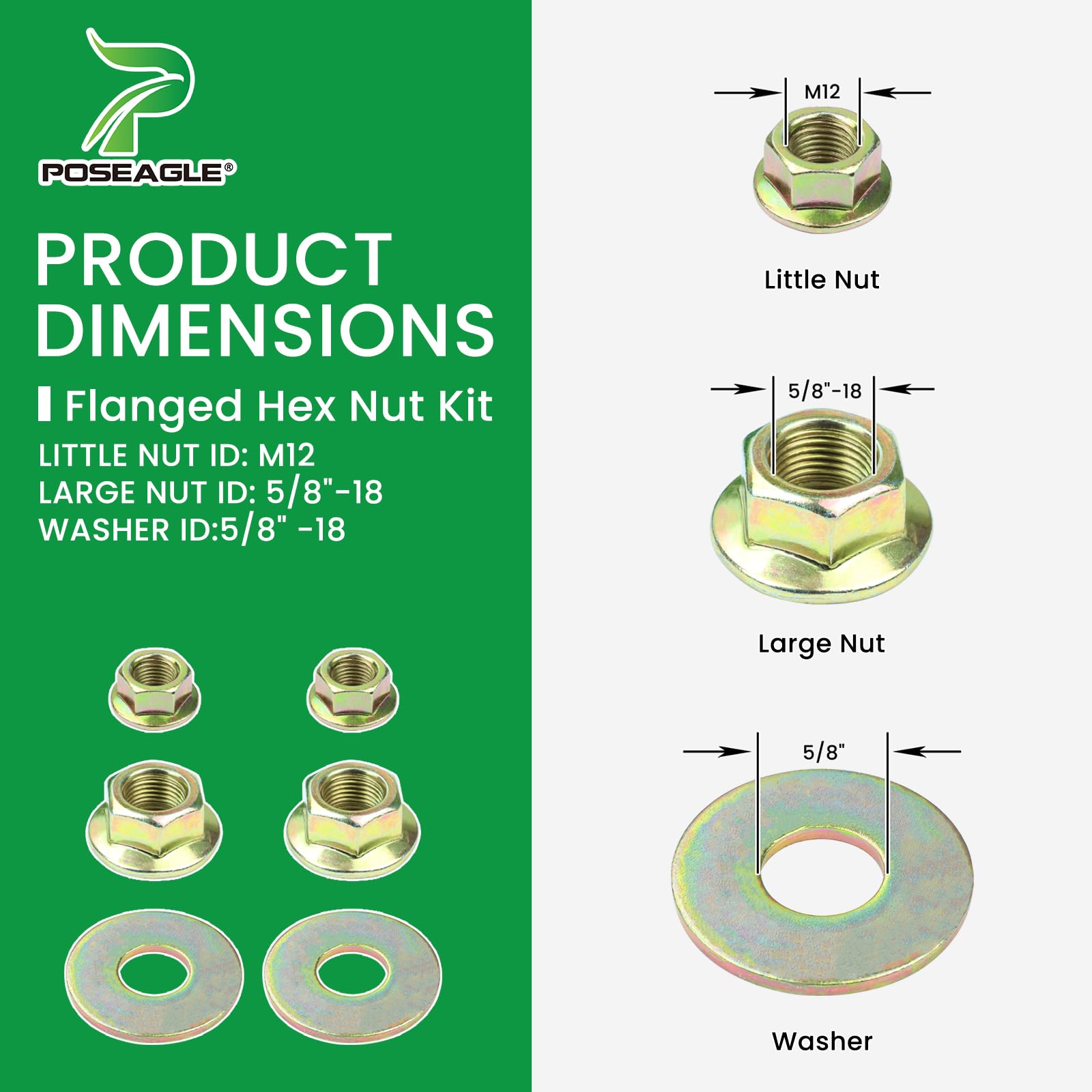 POSEAGLE hardware kit with nuts and washers for easy installation benefit
