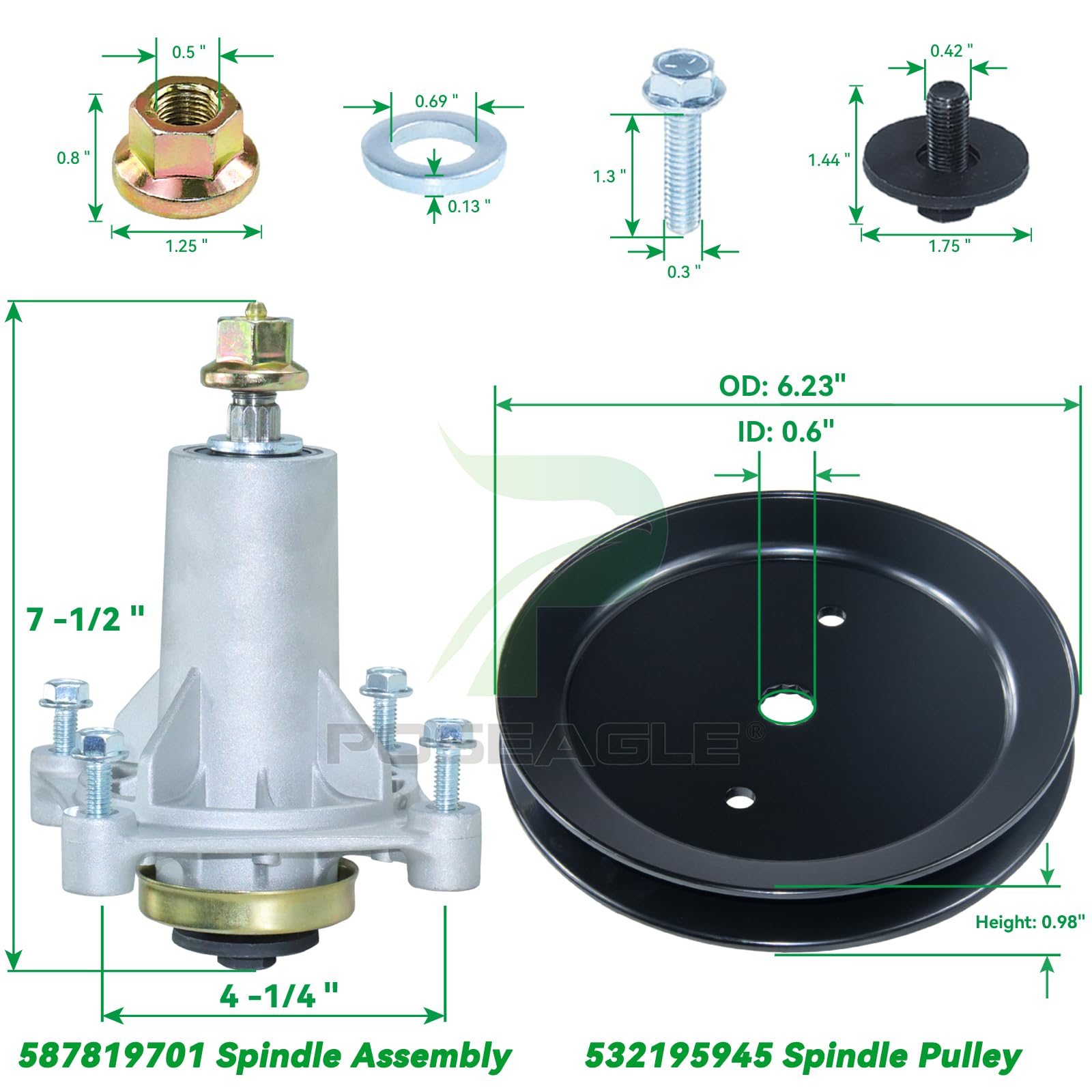 POSEAGLE idler pulleys with hardware kit for secure, reliable mounting