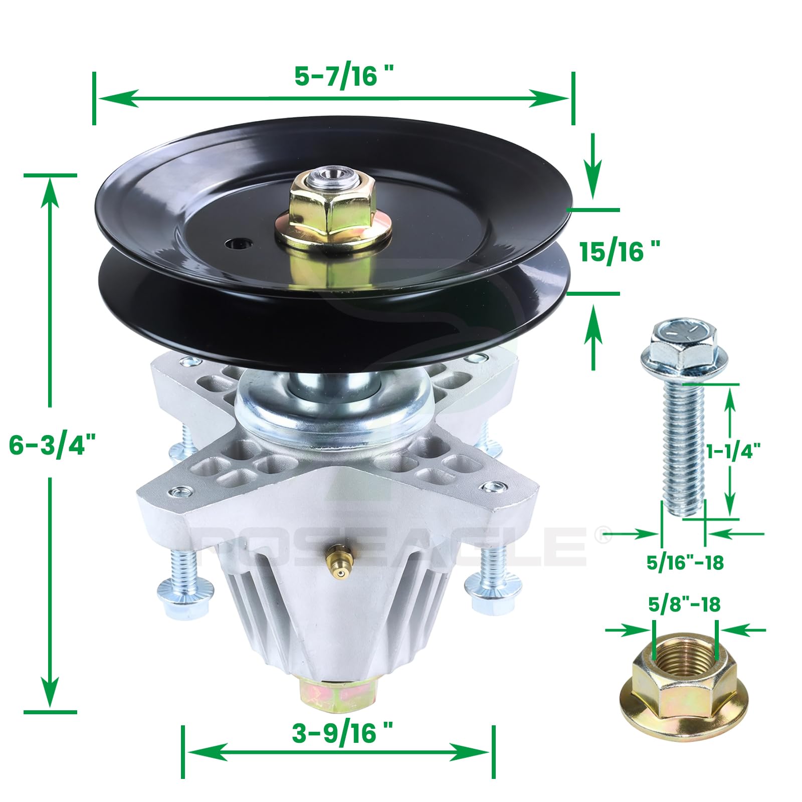 POSEAGLE idler pulley top view showing robust construction for reliable belt tracking