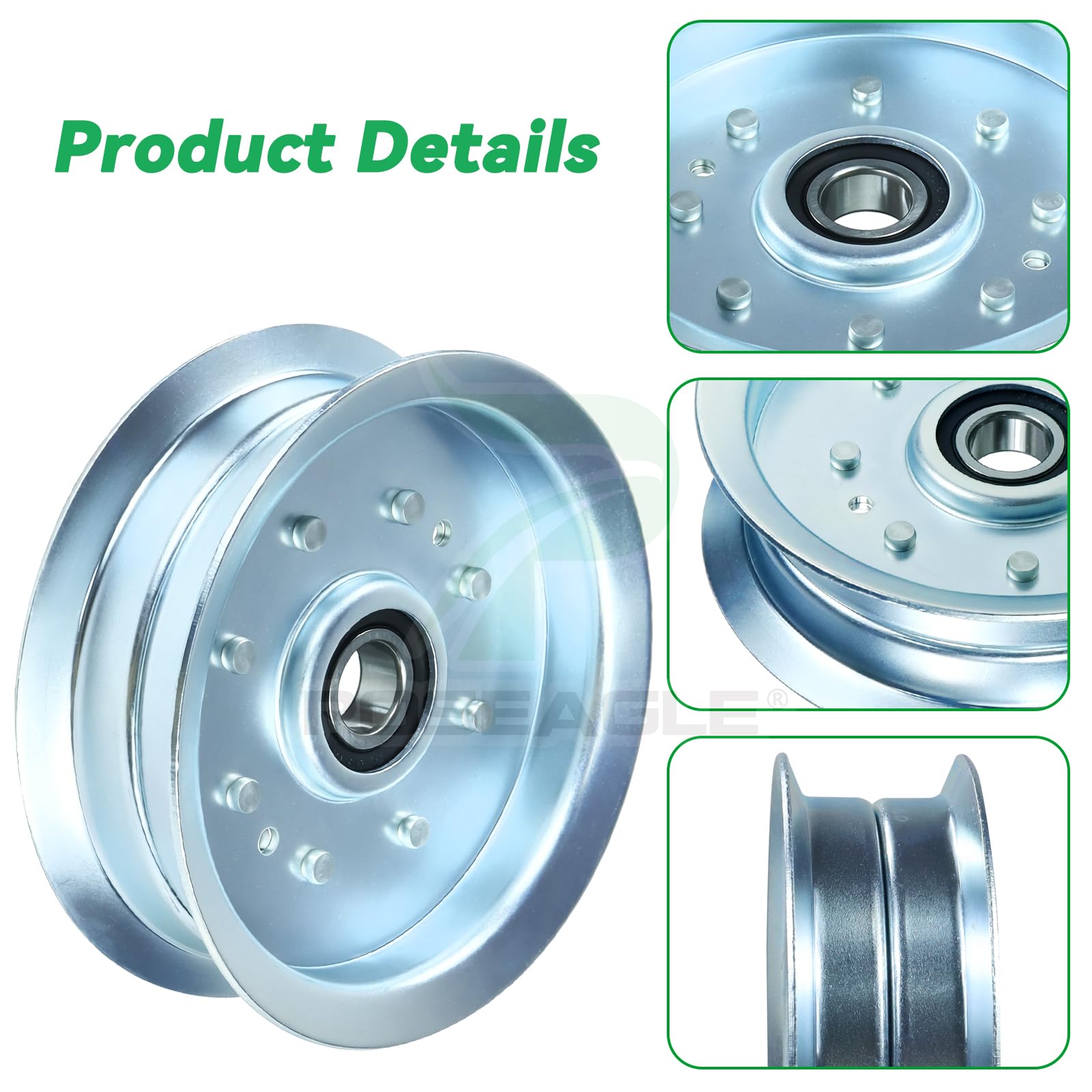 POSEAGLE pulley in-use on running mower demonstrating reliable performance