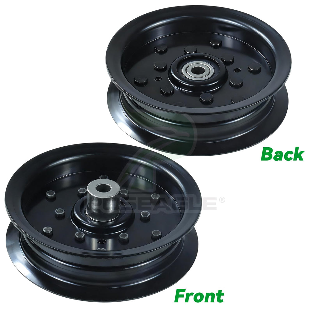 POSEAGLE pulley mounted on mower deck demonstrating correct alignment benefit