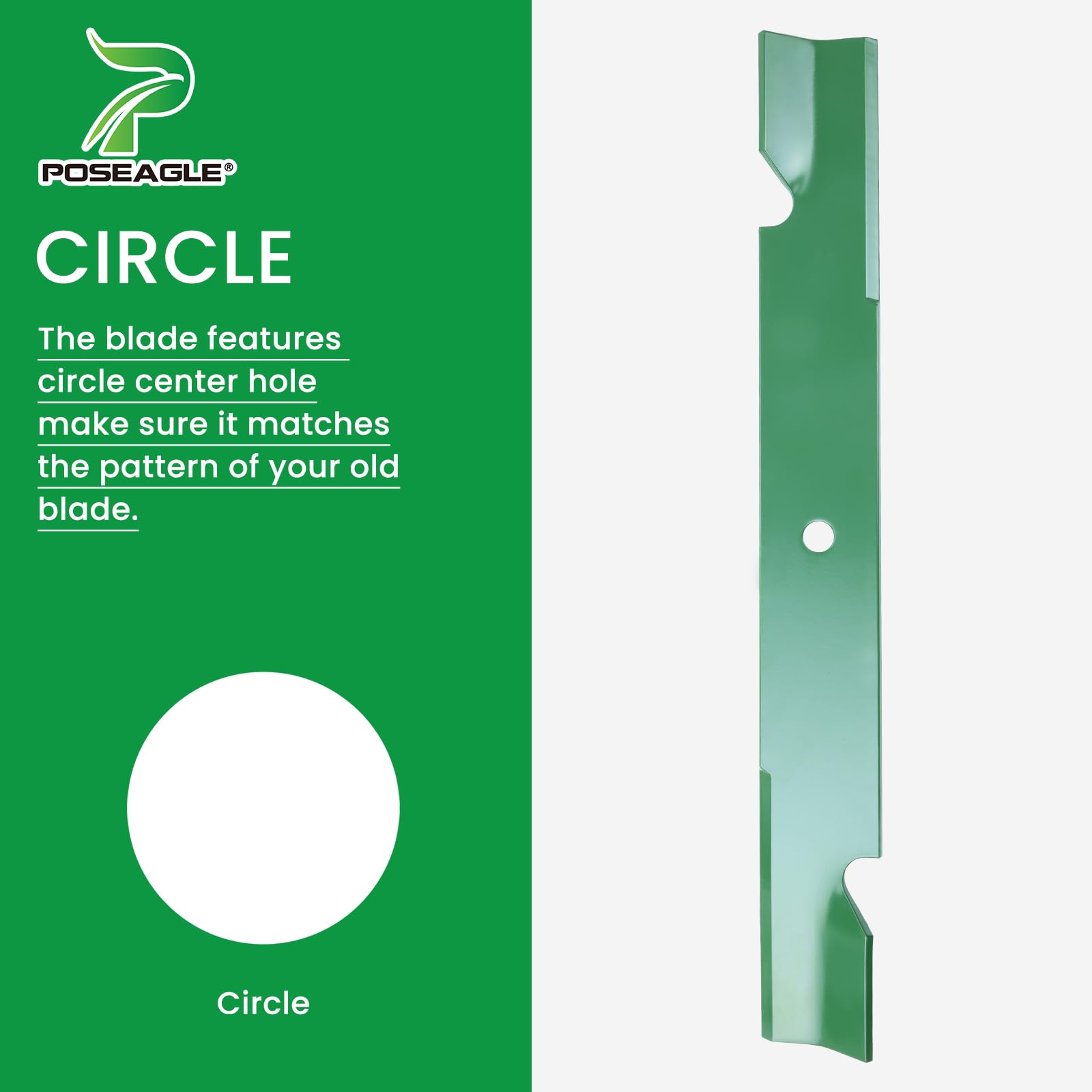 POSEAGLE blade installed on mower deck demonstrating direct fit