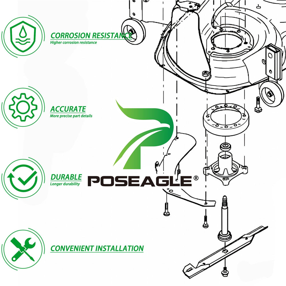 POSEAGLE mower deck installation lifestyle shot showing improved cutting performance