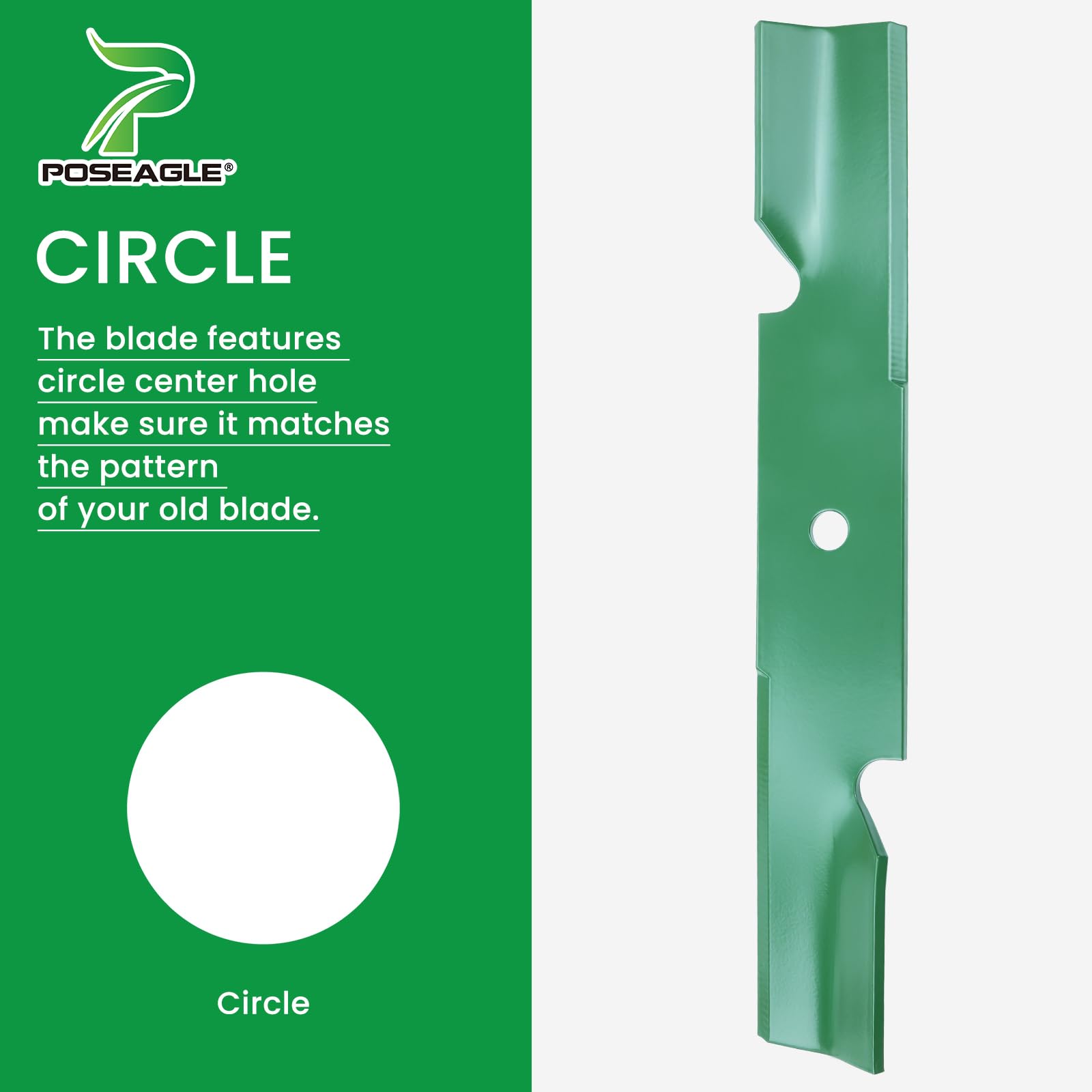 POSEAGLE blades on mower cutting a lawn showing improved clipping evacuation