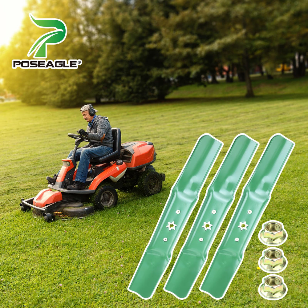 POSEAGLE lifestyle image of a riding mower ready to mow demonstrating reliable performance