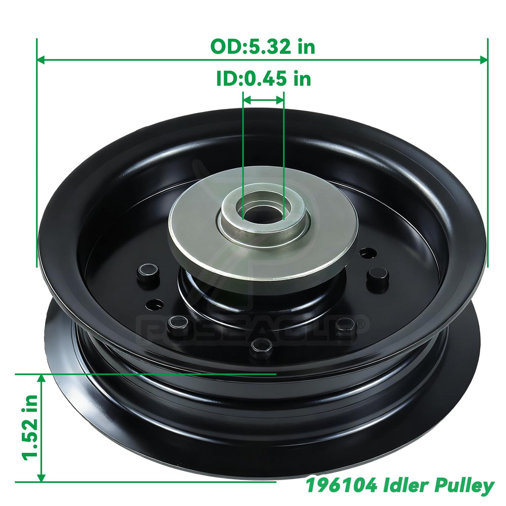 POSEAGLE pulley installed on mower deck demonstrating smoother operation and less vibration