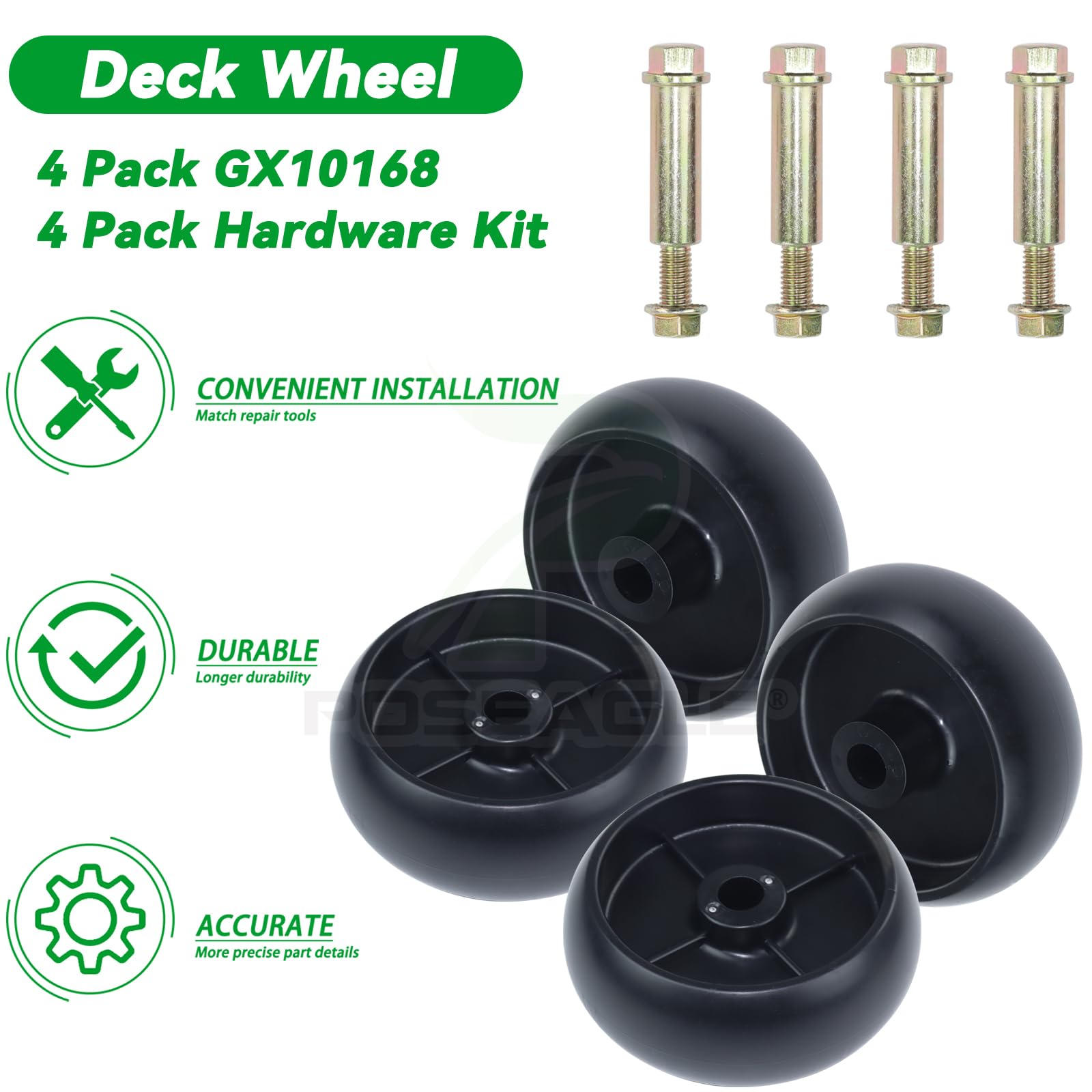 POSEAGLE side profile of wheel showing 1.9-inch height and correct hub size