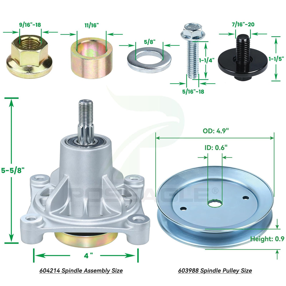 POSEAGLE pulley and spacer side profile showing correct dimensions for fit